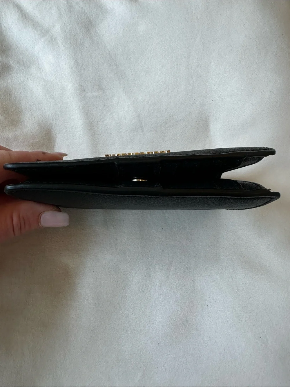 Michael Kors Black Saffiano Leather Compact Wallet Card Holder BiFold Small